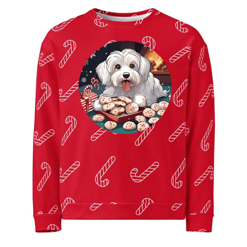 PugMug Custom White Havanese Dog Ugly Christmas Sweatshirt