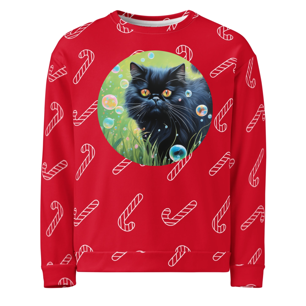 PugMug Custom Black Persian Cat Ugly Christmas Sweatshirt