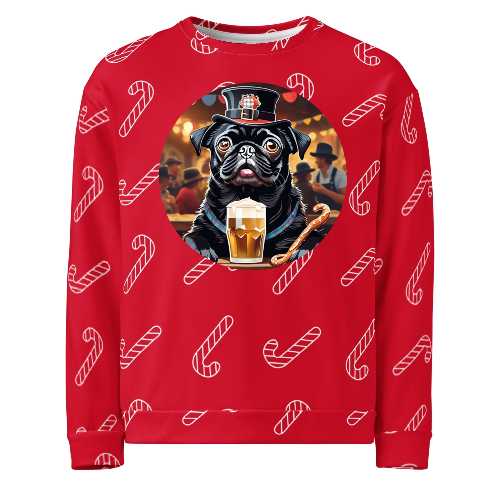 PugMug Custom Black Pug Ugly Christmas Sweatshirt