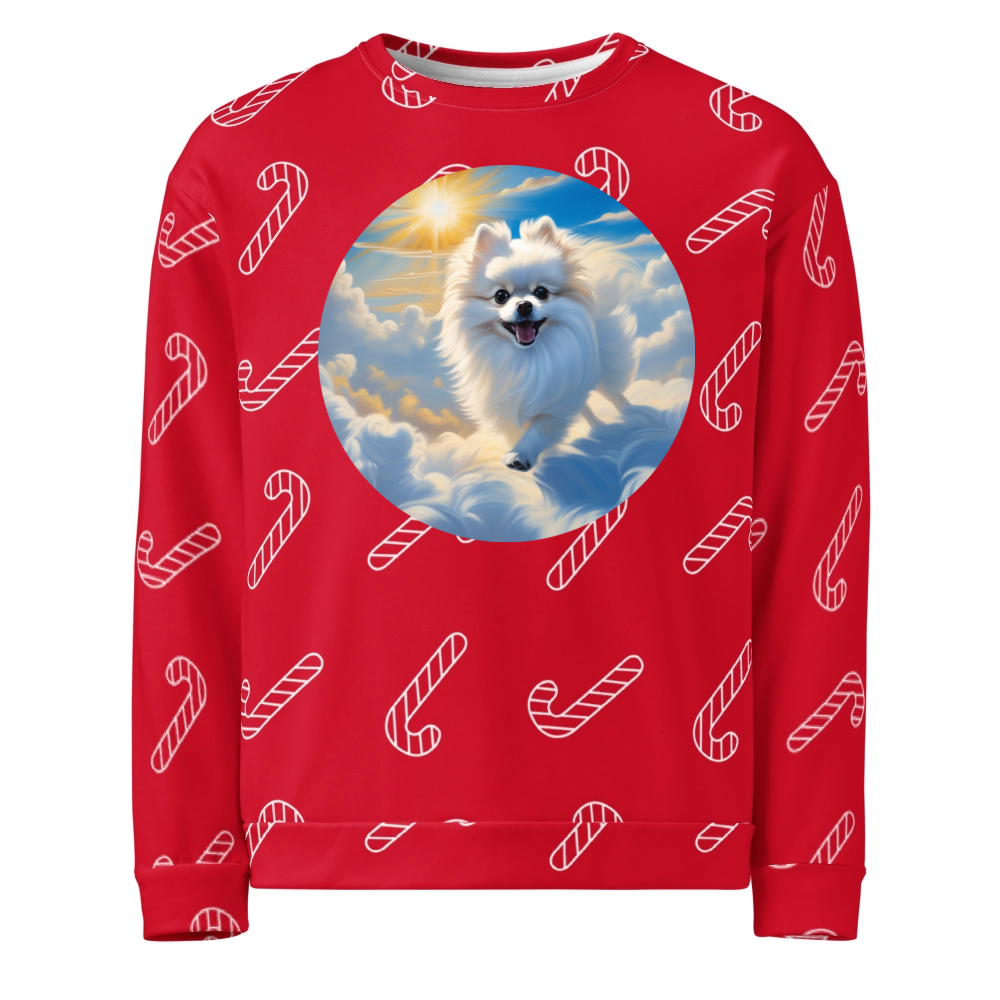 PugMug Custom White Pomeranian Ugly Christmas Sweatshirt