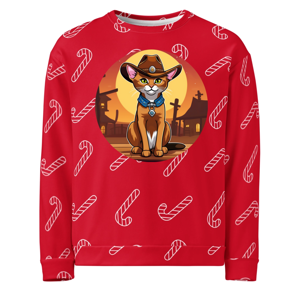 PugMug Custom Tabby Abyssinian Cat Ugly Christmas Sweatshirt