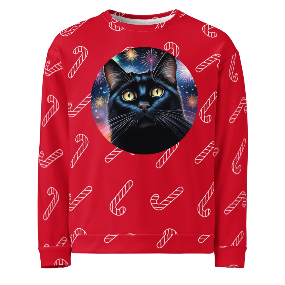 PugMug Custom Black Companion Cat Ugly Christmas Sweatshirt