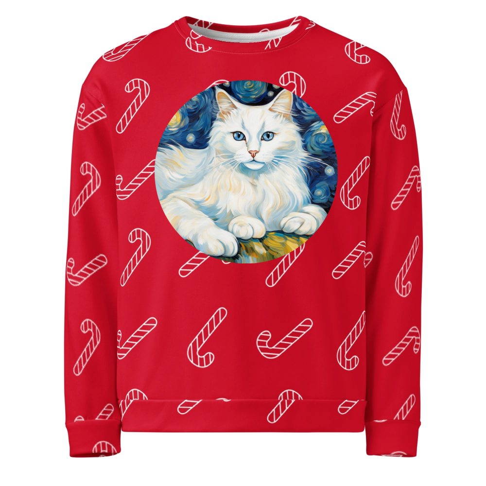 PugMug Custom White Ragdoll Cat Ugly Christmas Sweatshirt