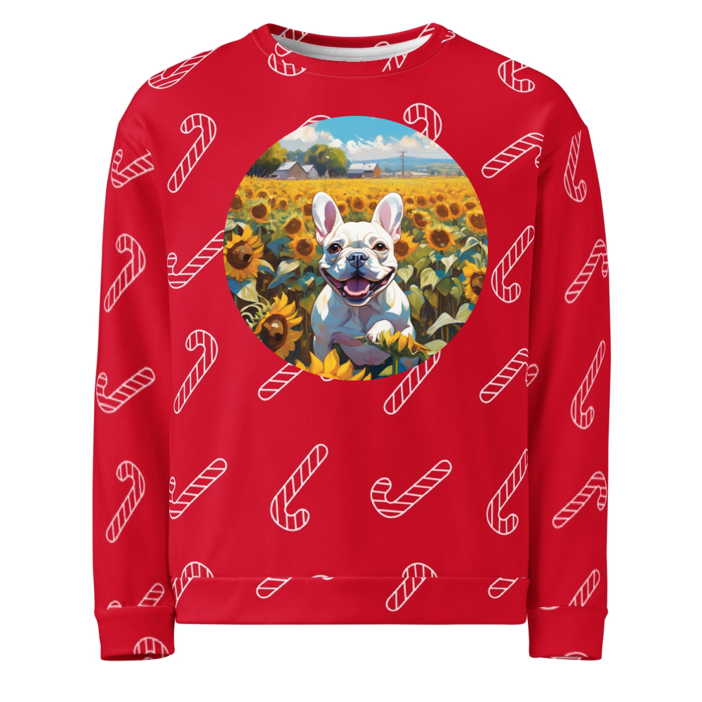 PugMug Custom White French Bulldog Ugly Christmas Sweatshirt