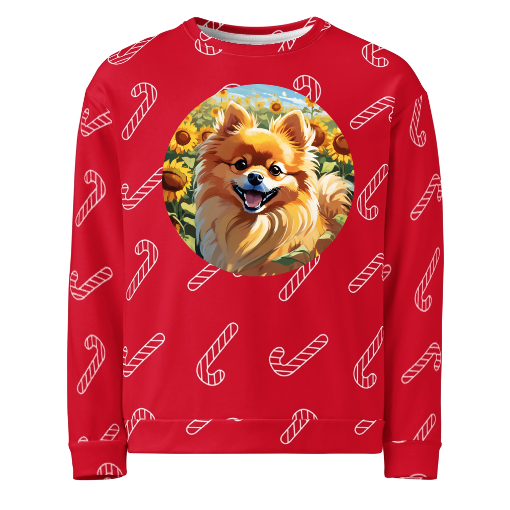 PugMug Custom Tan Pomeranian Ugly Christmas Sweatshirt