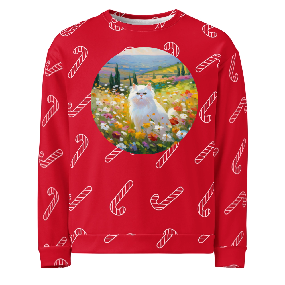 PugMug Custom White Persian Cat Ugly Christmas Sweatshirt