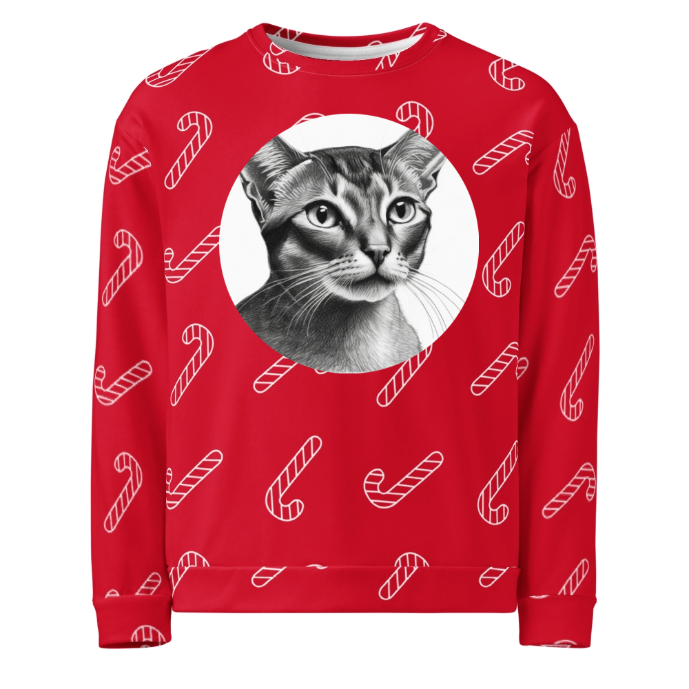 PugMug Custom Tabby Abyssinian Cat Ugly Christmas Sweatshirt