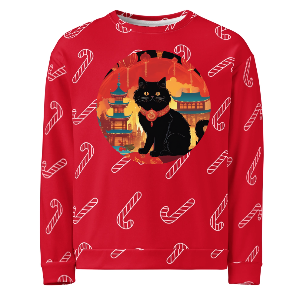 PugMug Custom Black Persian Cat Ugly Christmas Sweatshirt