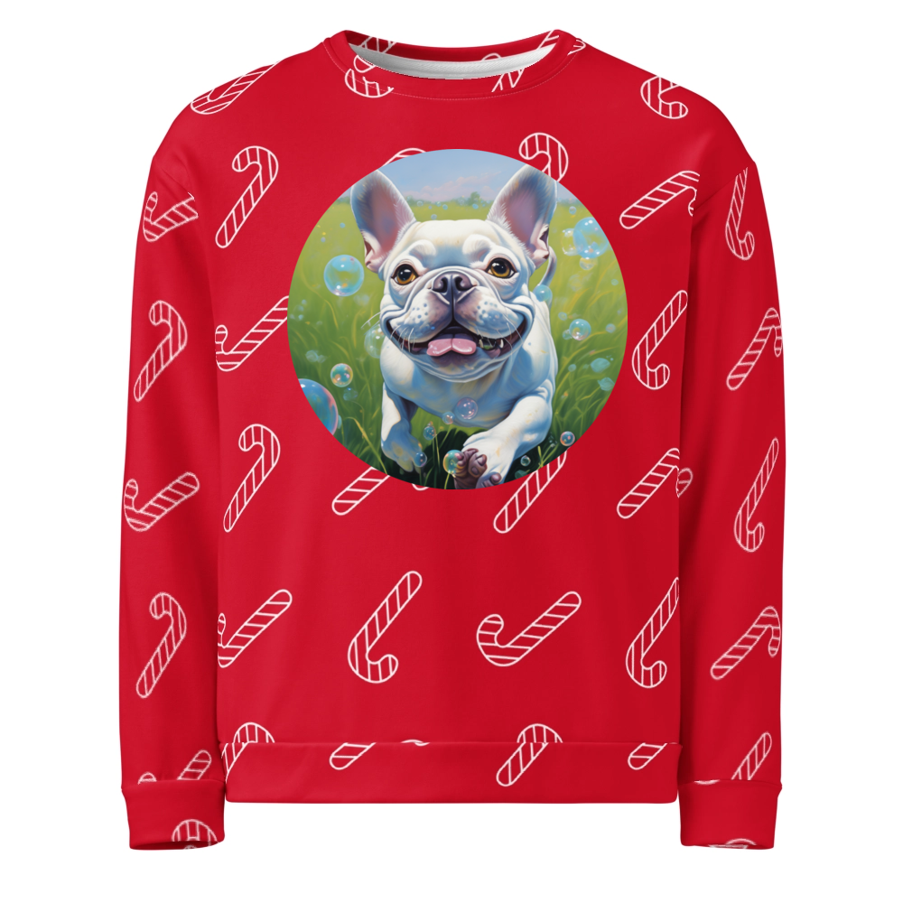 PugMug Custom White French Bulldog Ugly Christmas Sweatshirt