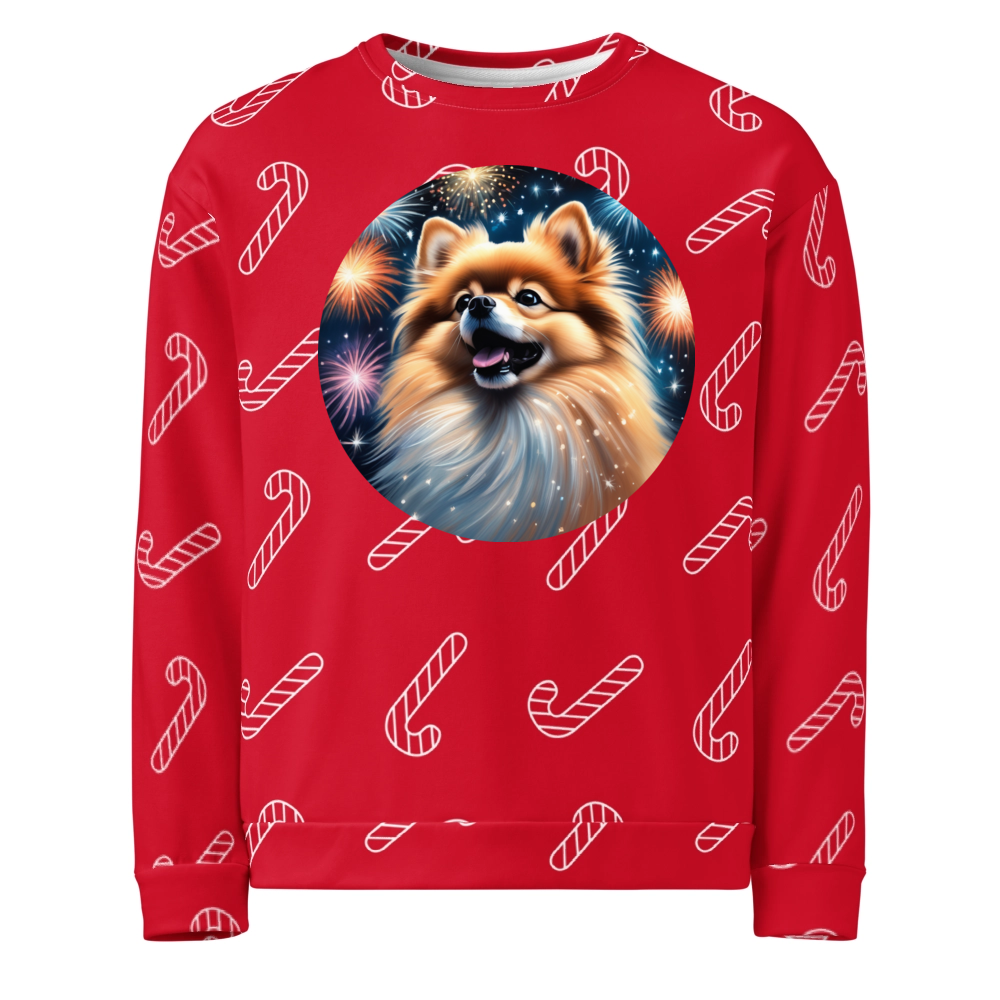 PugMug Custom Tan Pomeranian Ugly Christmas Sweatshirt