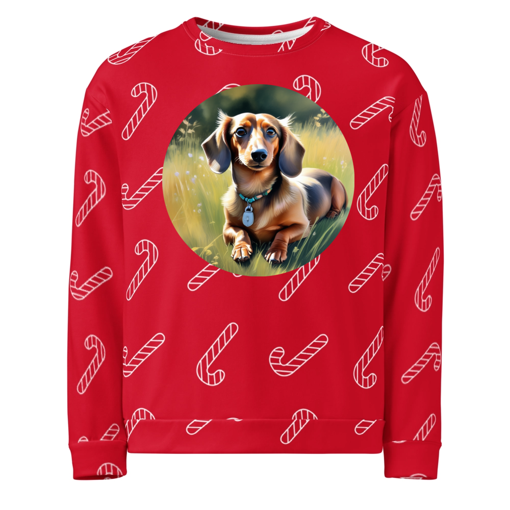 PugMug Custom Tan Dachshund Ugly Christmas Sweatshirt