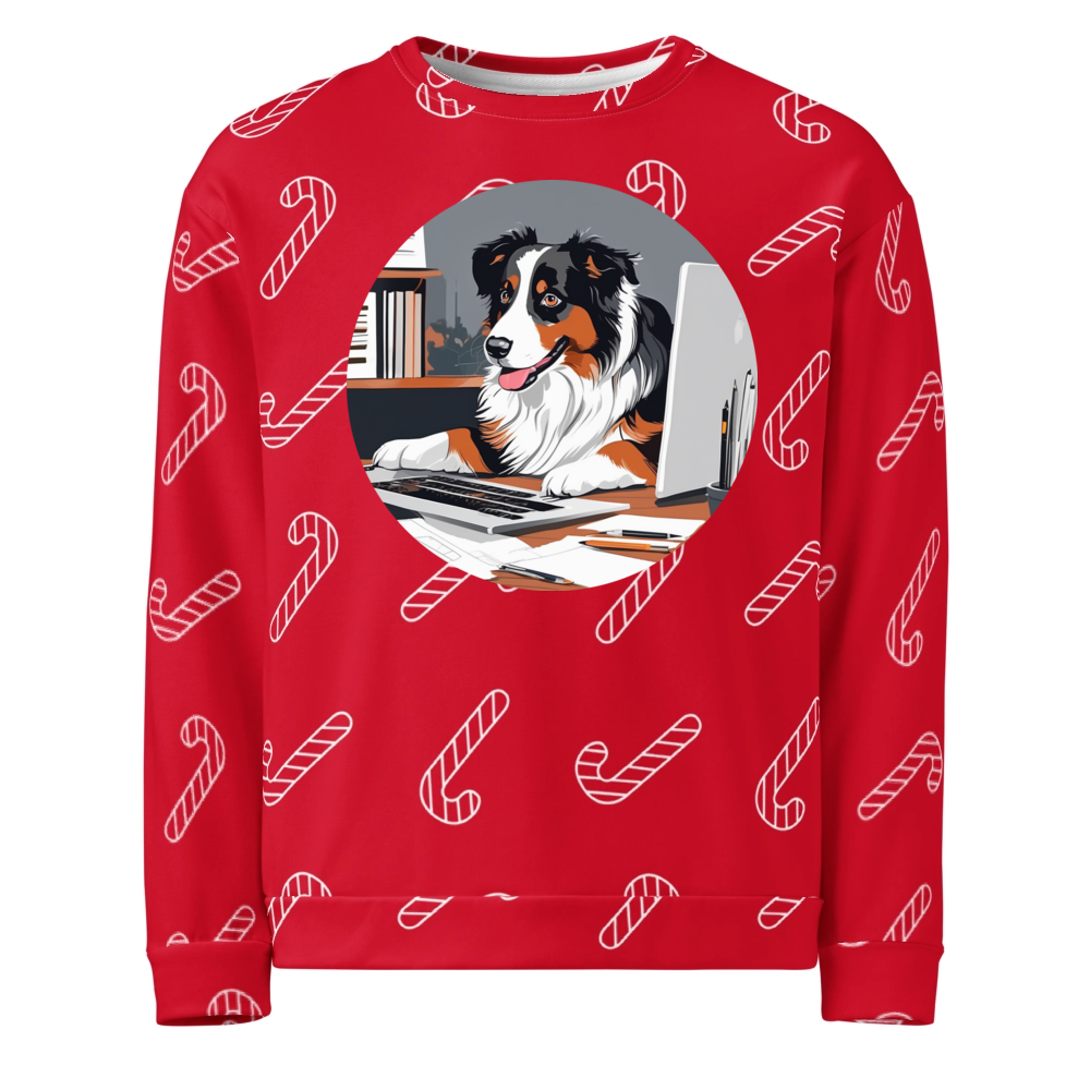 PugMug Custom Australian Shepherd Dog Ugly Christmas Sweatshirt