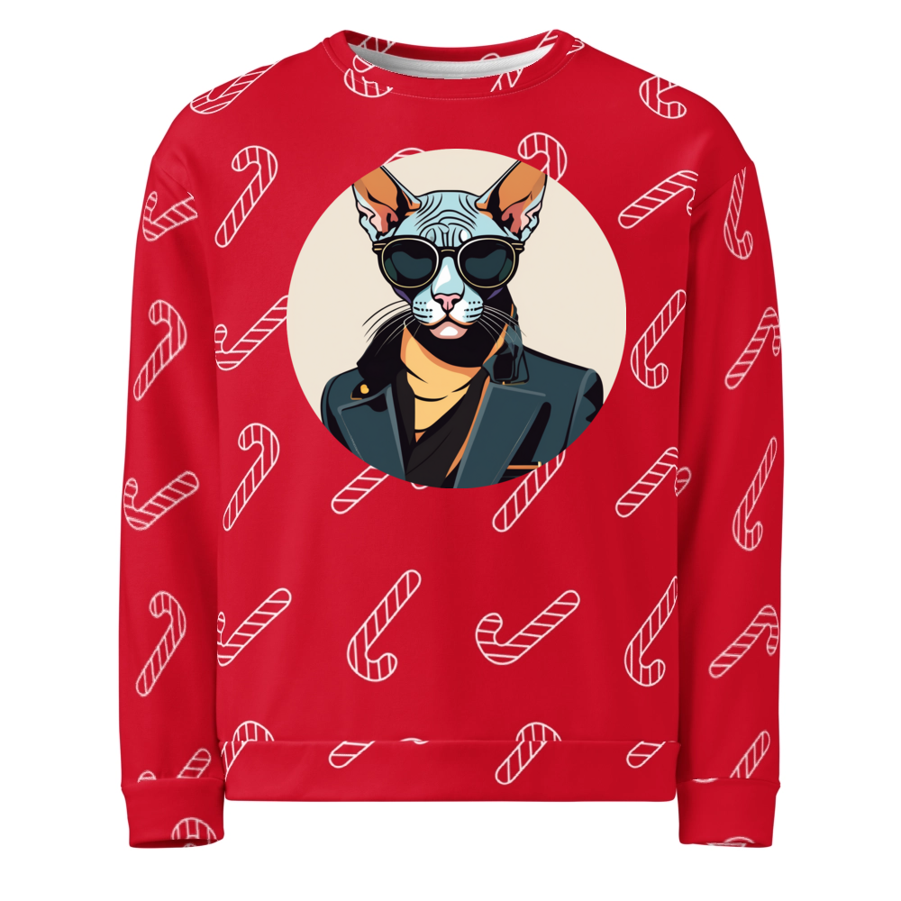 PugMug Custom Black Sphynx Cat Ugly Christmas Sweatshirt