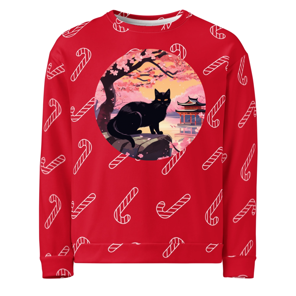 PugMug Custom Black Companion Cat Ugly Christmas Sweatshirt