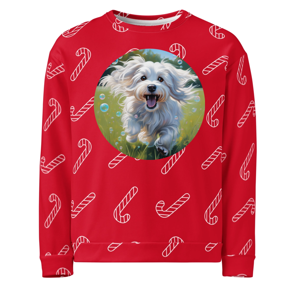 PugMug Custom White Havanese Dog Ugly Christmas Sweatshirt