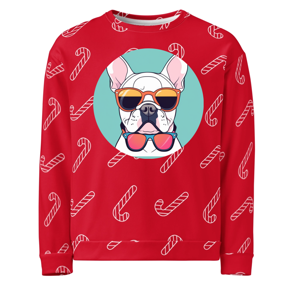 PugMug Custom White French Bulldog Ugly Christmas Sweatshirt