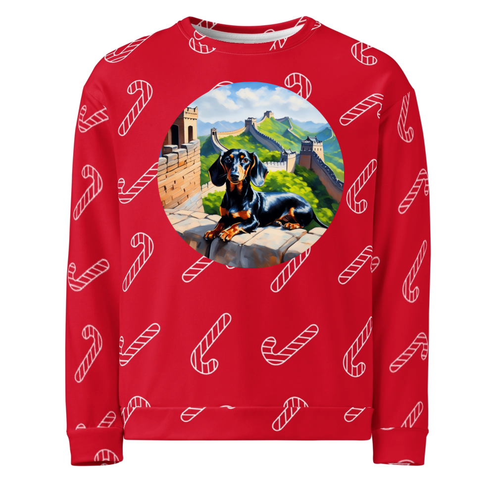 PugMug Custom Black Dachshund Ugly Christmas Sweatshirt