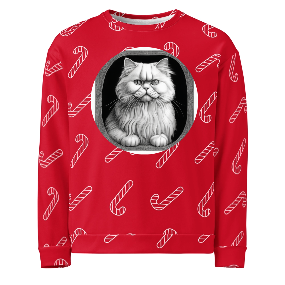 PugMug Custom White Persian Cat Ugly Christmas Sweatshirt