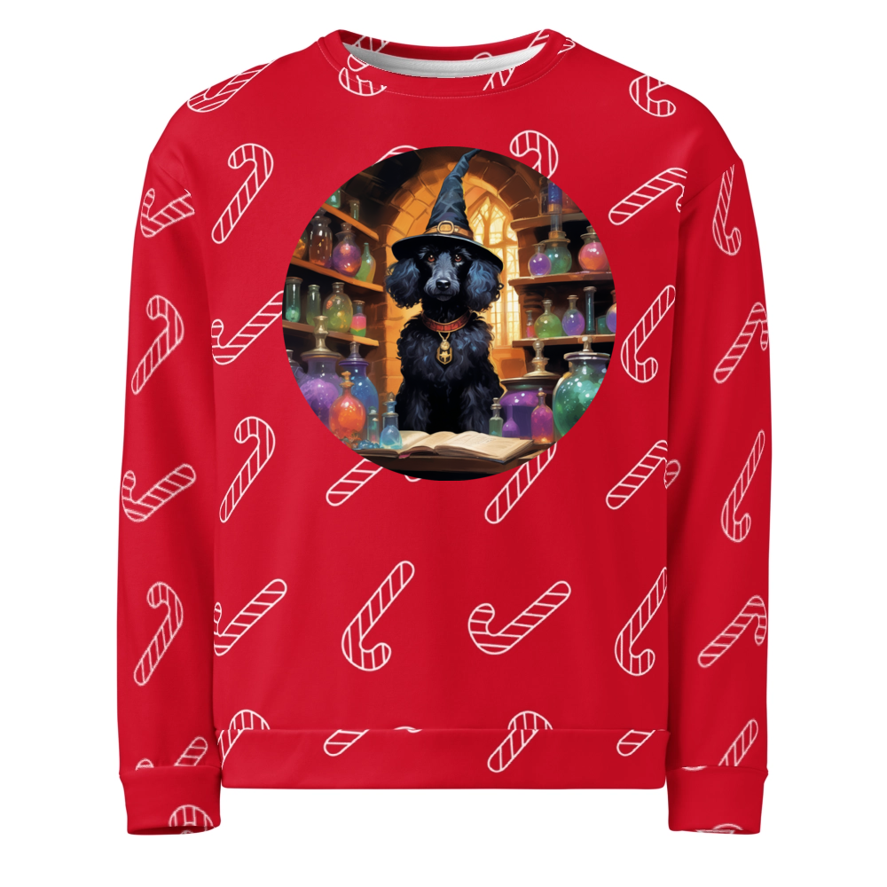 PugMug Custom Black Poodle Ugly Christmas Sweatshirt