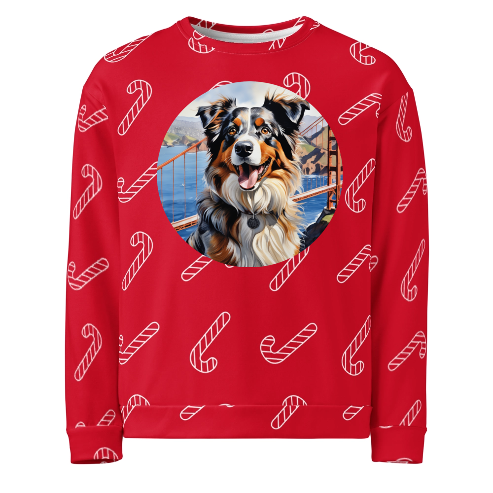 PugMug Custom Australian Shepherd Dog Ugly Christmas Sweatshirt