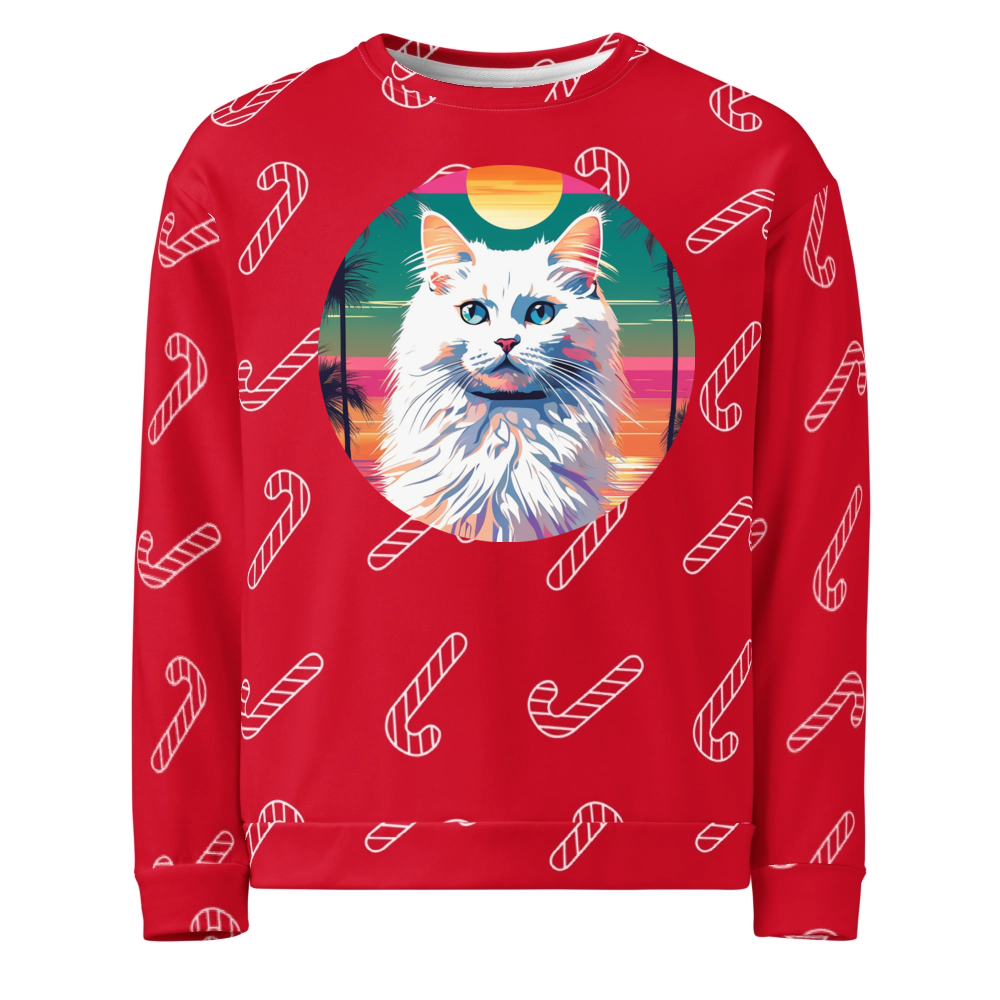 PugMug Custom White Ragdoll Cat Ugly Christmas Sweatshirt