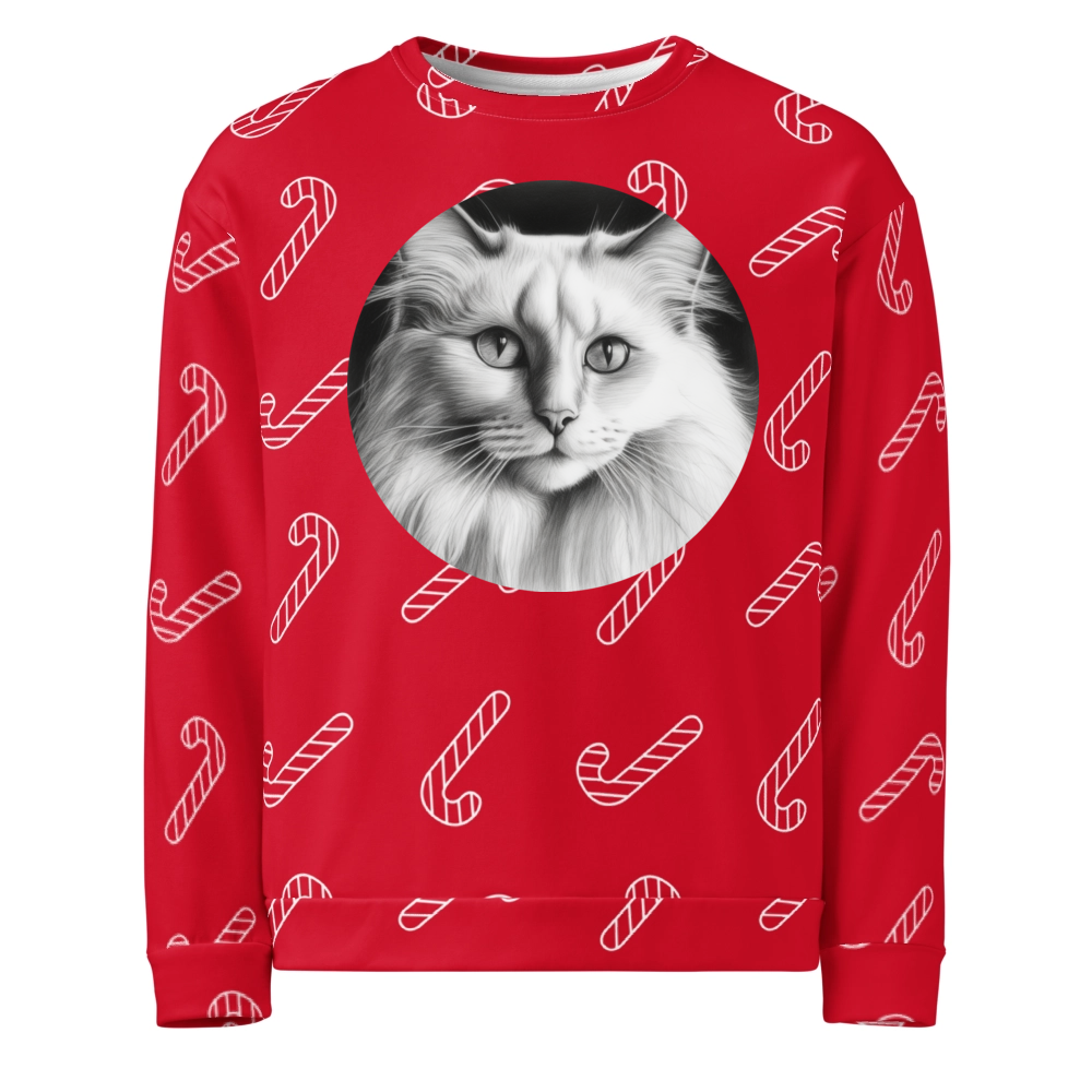 PugMug Custom White Ragdoll Cat Ugly Christmas Sweatshirt
