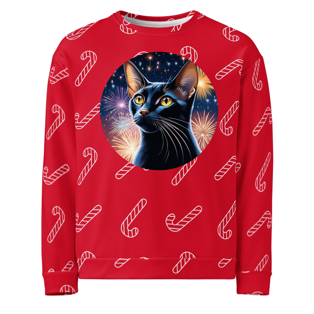 PugMug Custom Black Abyssinian Cat Ugly Christmas Sweatshirt