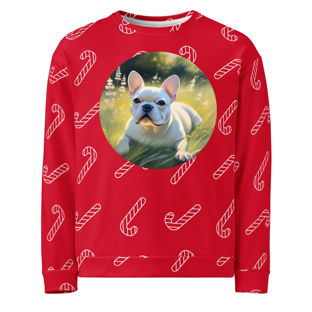 PugMug Custom White French Bulldog Ugly Christmas Sweatshirt