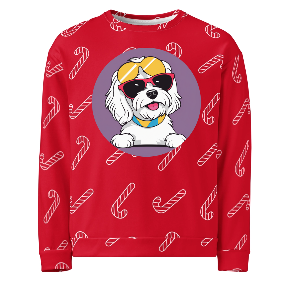 PugMug Custom White Havanese Dog Ugly Christmas Sweatshirt