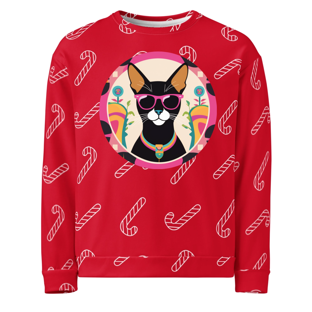 PugMug Custom Black Abyssinian Cat Ugly Christmas Sweatshirt