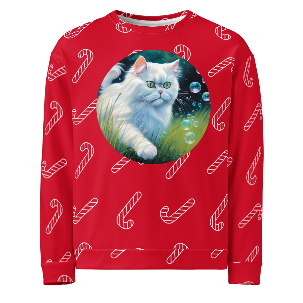 PugMug Custom White Persian Cat Ugly Christmas Sweatshirt