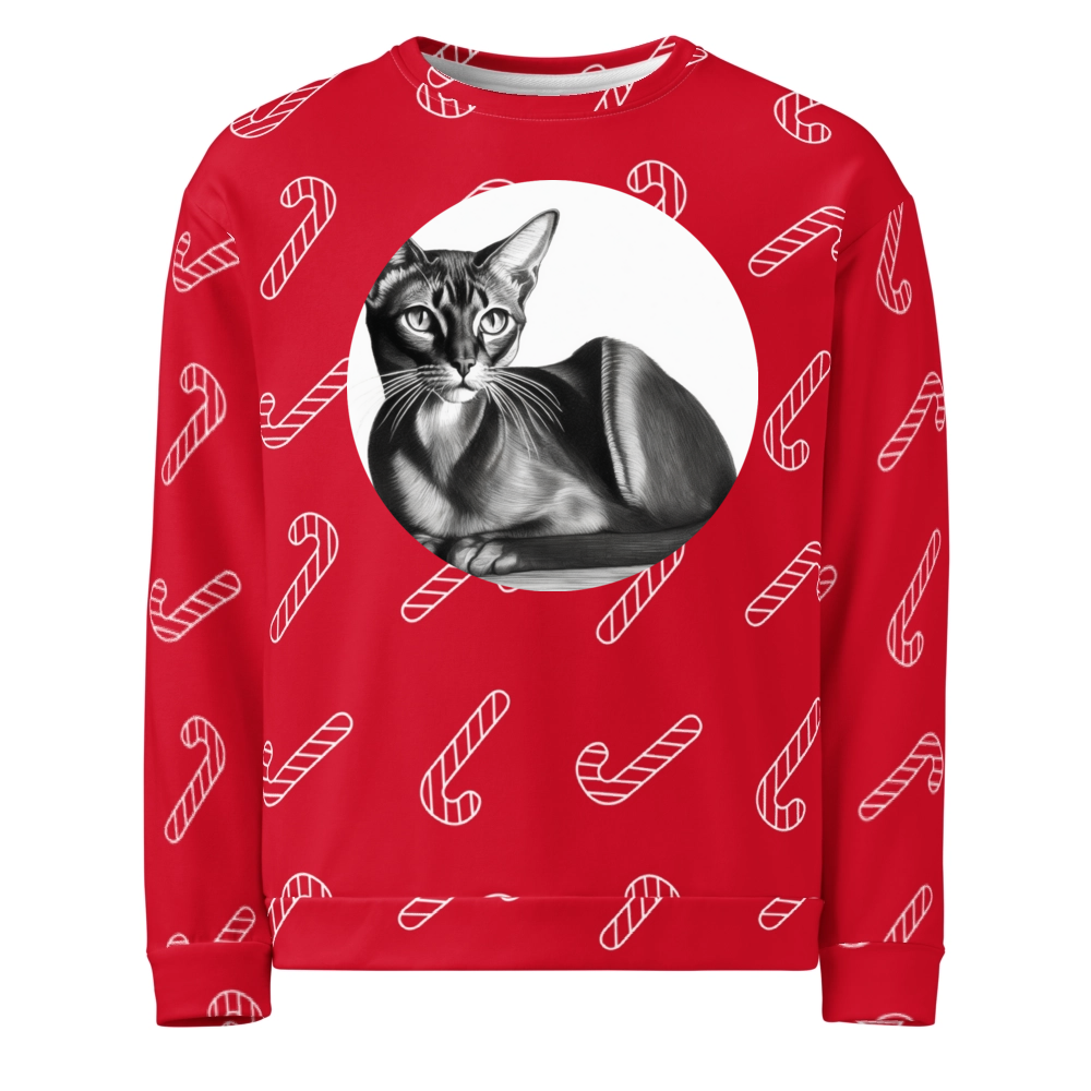 PugMug Custom Black Abyssinian Cat Ugly Christmas Sweatshirt