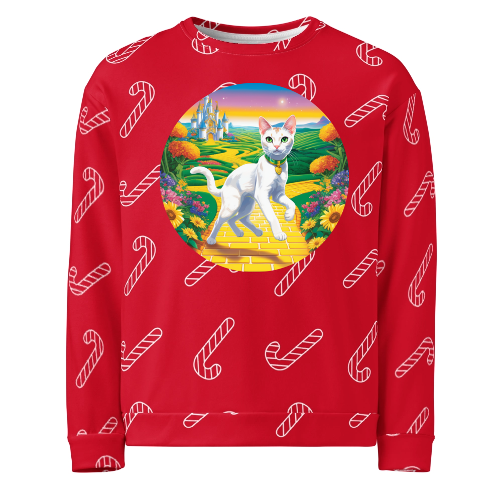 PugMug Custom White Abyssinian Cat Ugly Christmas Sweatshirt