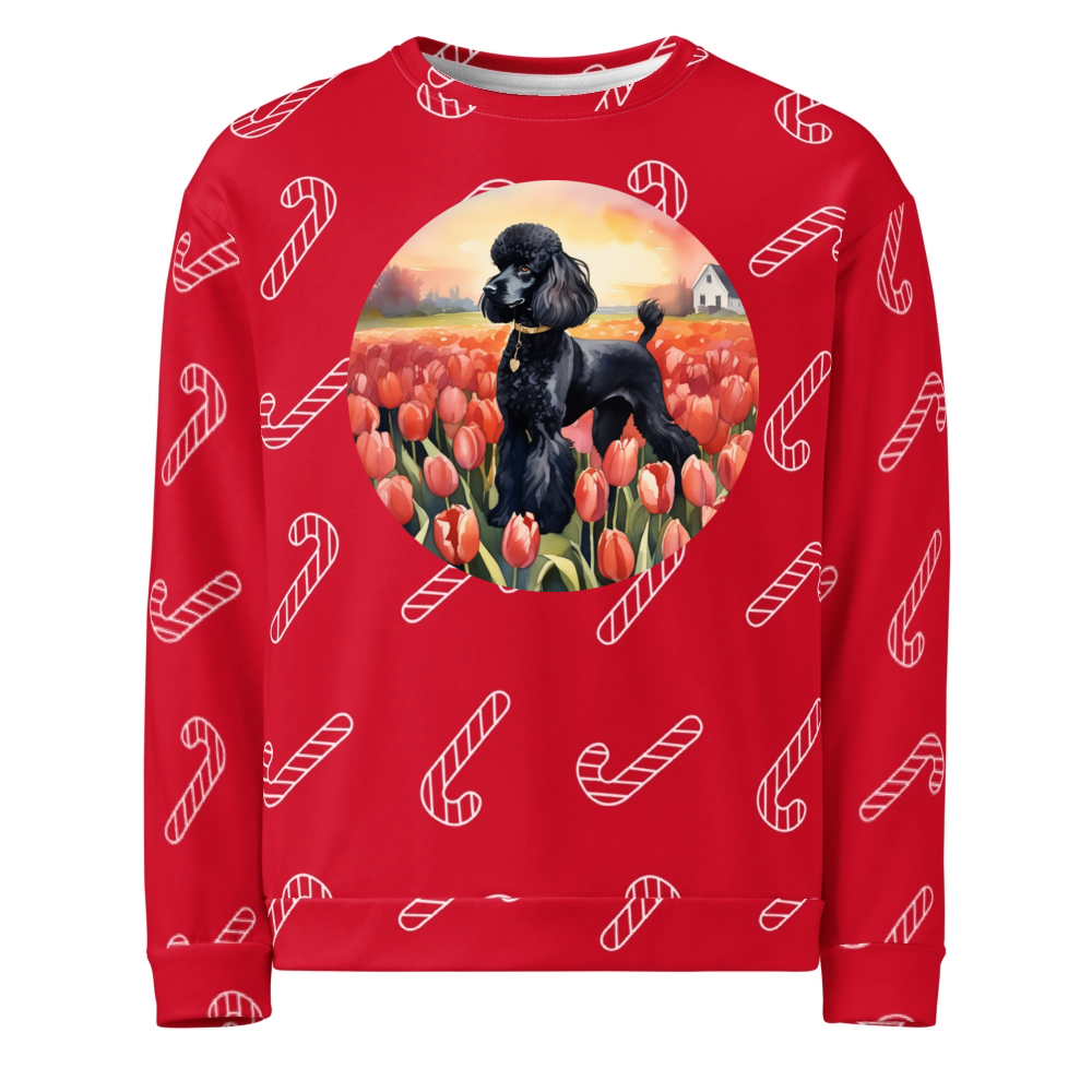 PugMug Custom Black Poodle Ugly Christmas Sweatshirt