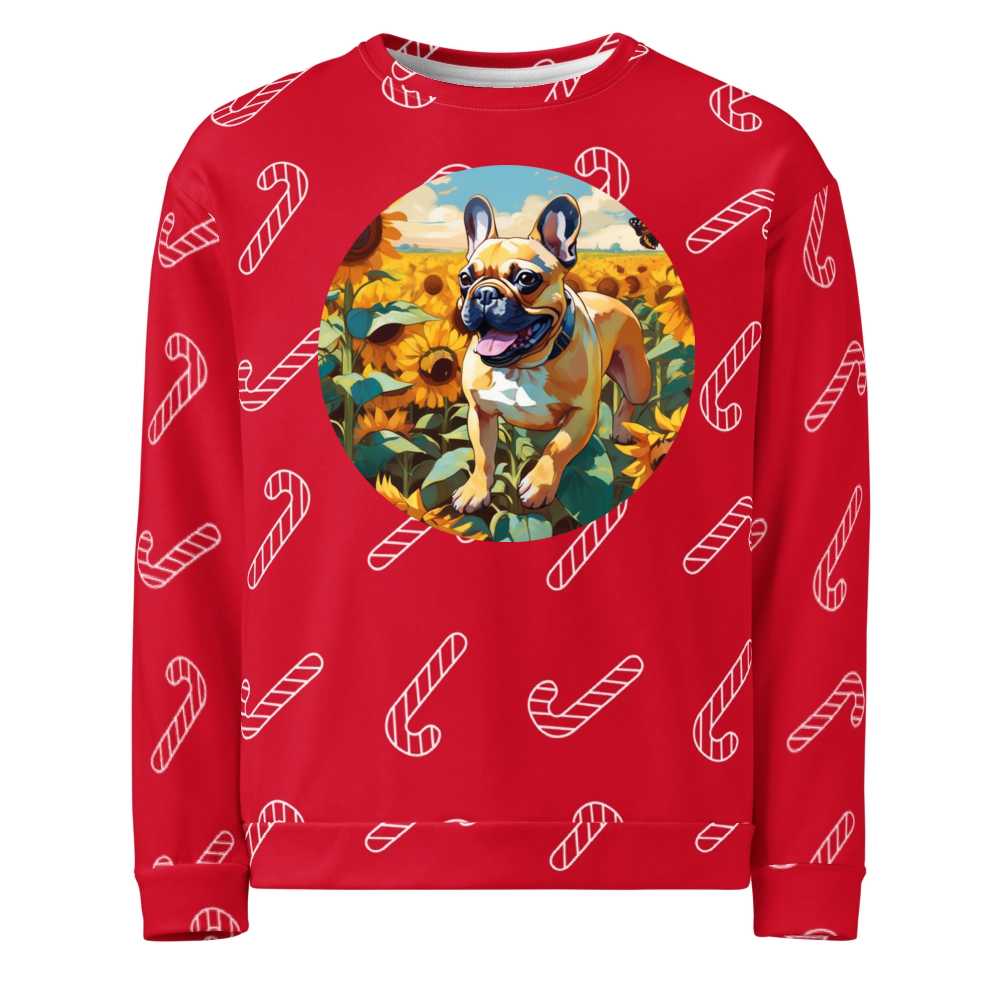 PugMug Custom Tan French Bulldog Ugly Christmas Sweatshirt