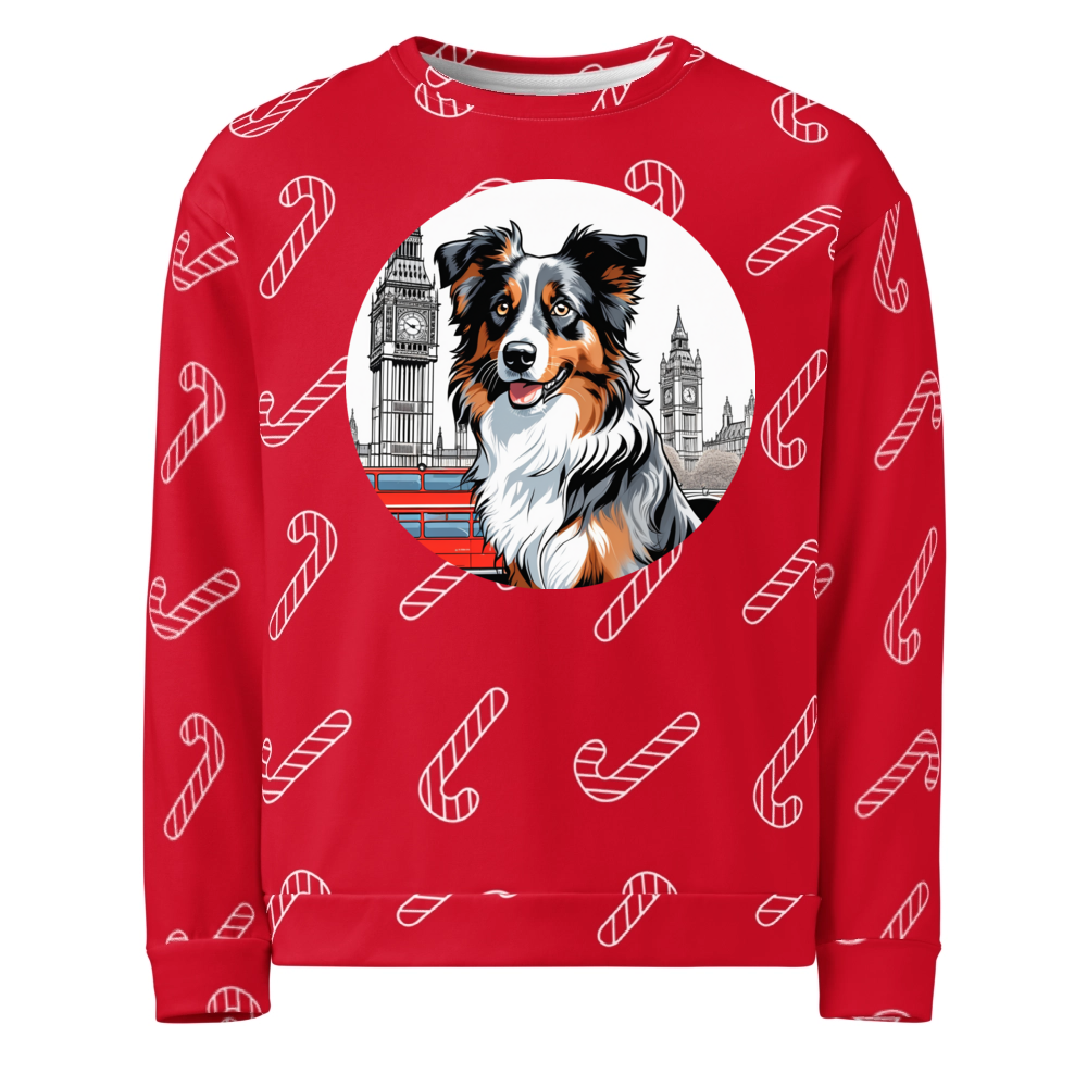 PugMug Custom Australian Shepherd Dog Ugly Christmas Sweatshirt