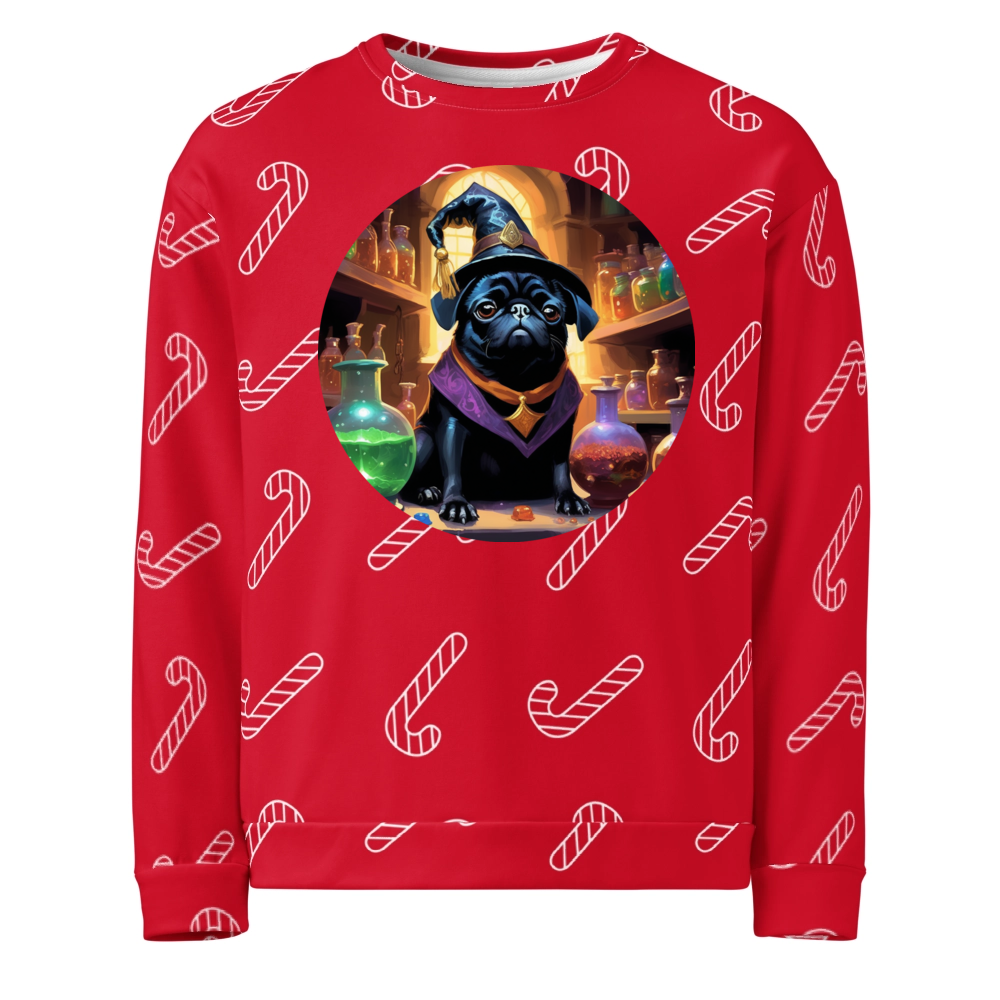 PugMug Custom Black Pug Ugly Christmas Sweatshirt