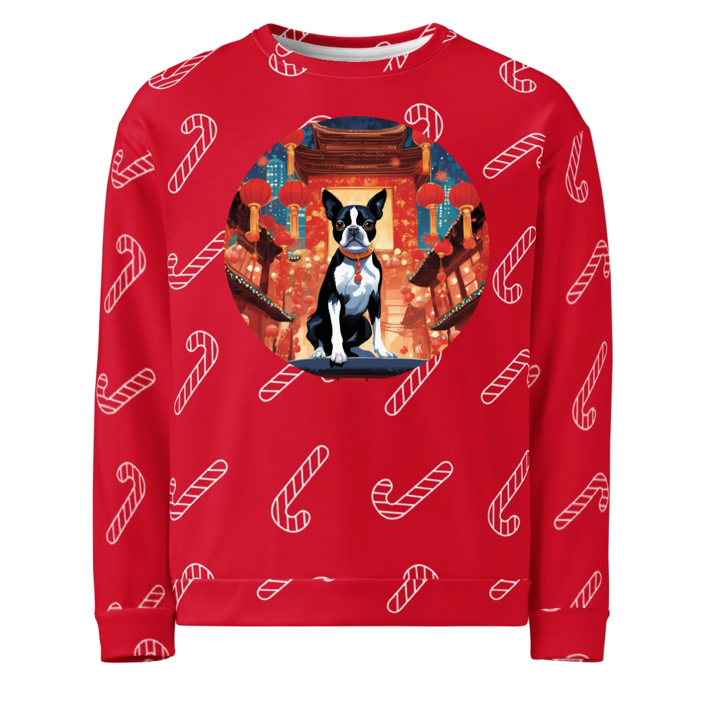 PugMug Custom Boston Terrier Ugly Christmas Sweatshirt