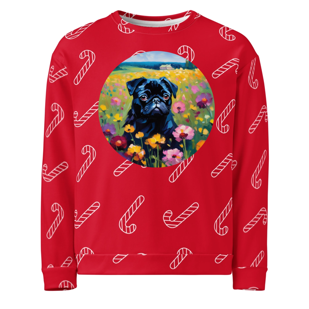 PugMug Custom Black Pug Ugly Christmas Sweatshirt
