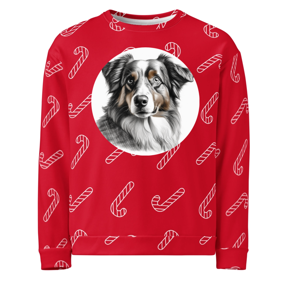 PugMug Custom Australian Shepherd Dog Ugly Christmas Sweatshirt