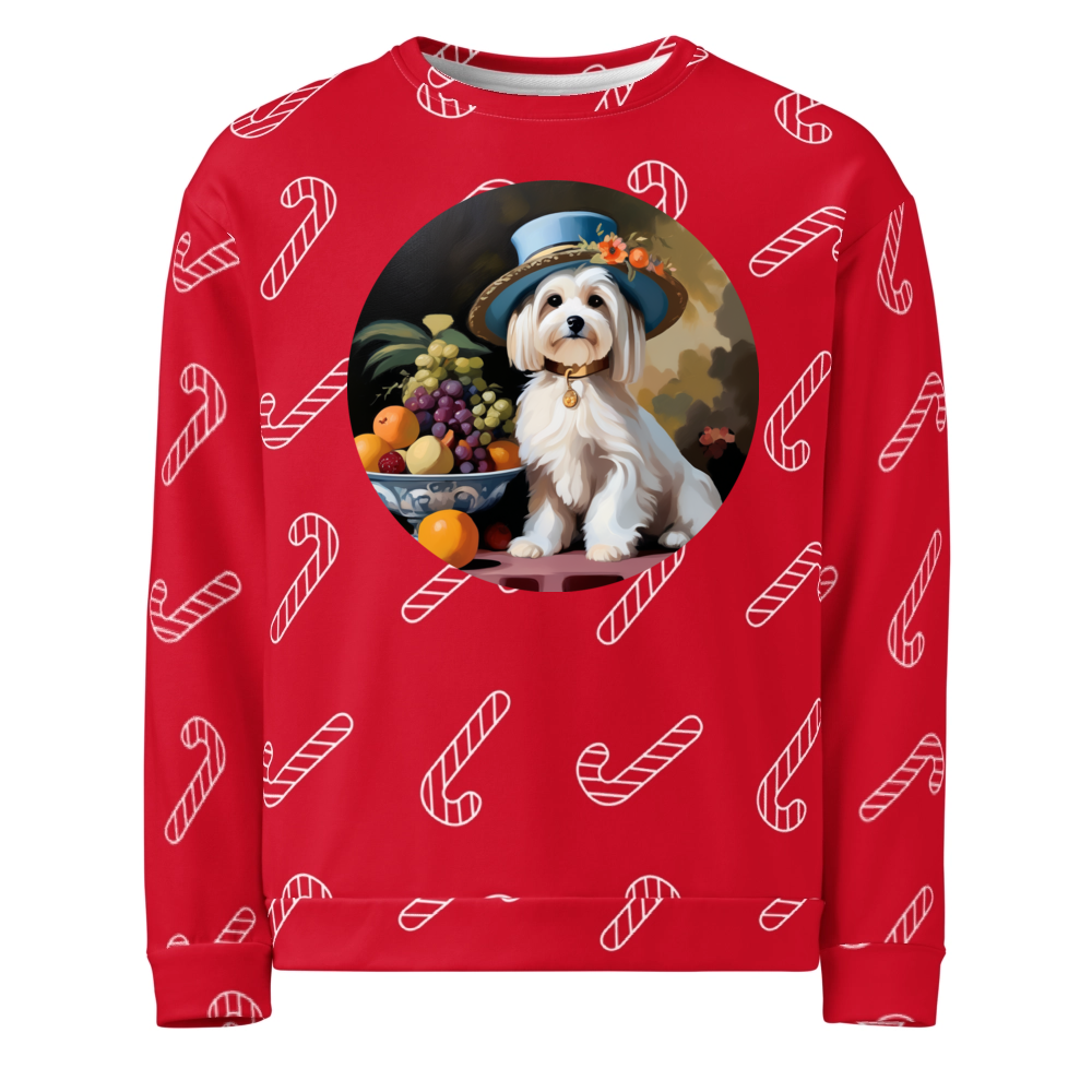 PugMug Custom White Havanese Dog Ugly Christmas Sweatshirt