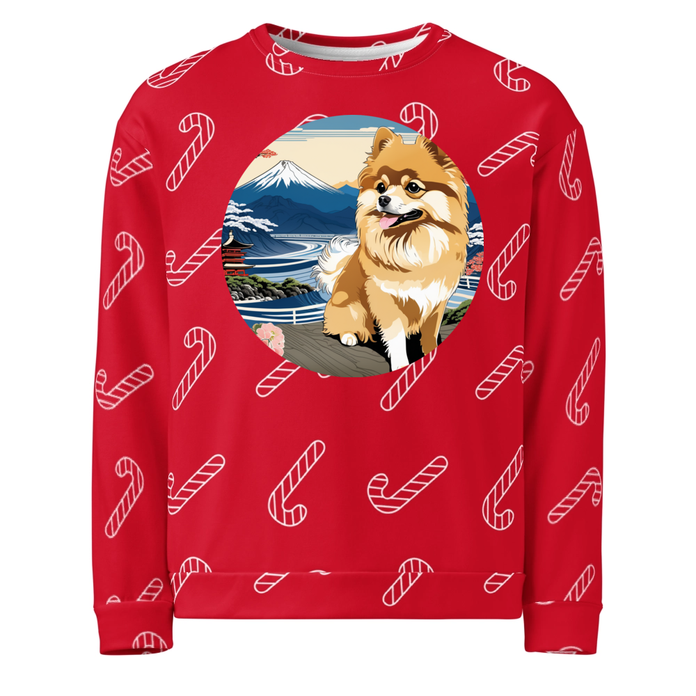 PugMug Custom Tan Pomeranian Ugly Christmas Sweatshirt