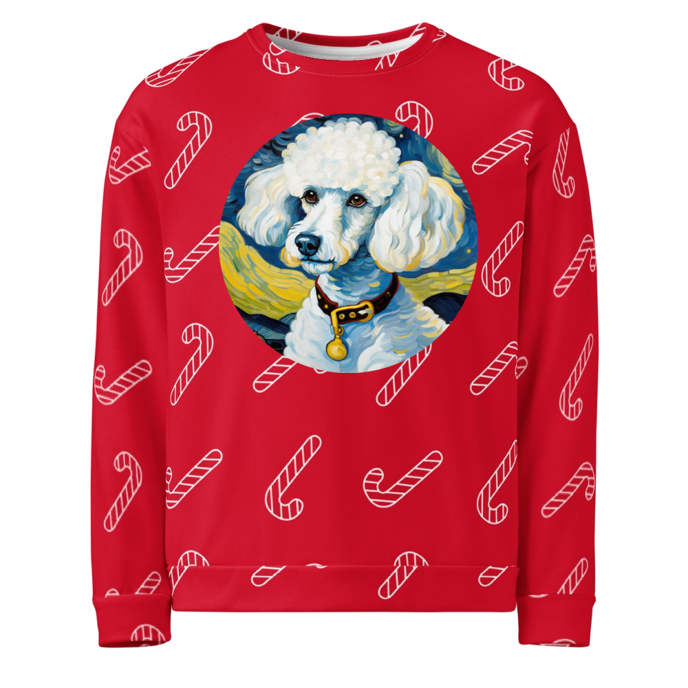 PugMug Custom White Poodle Ugly Christmas Sweatshirt