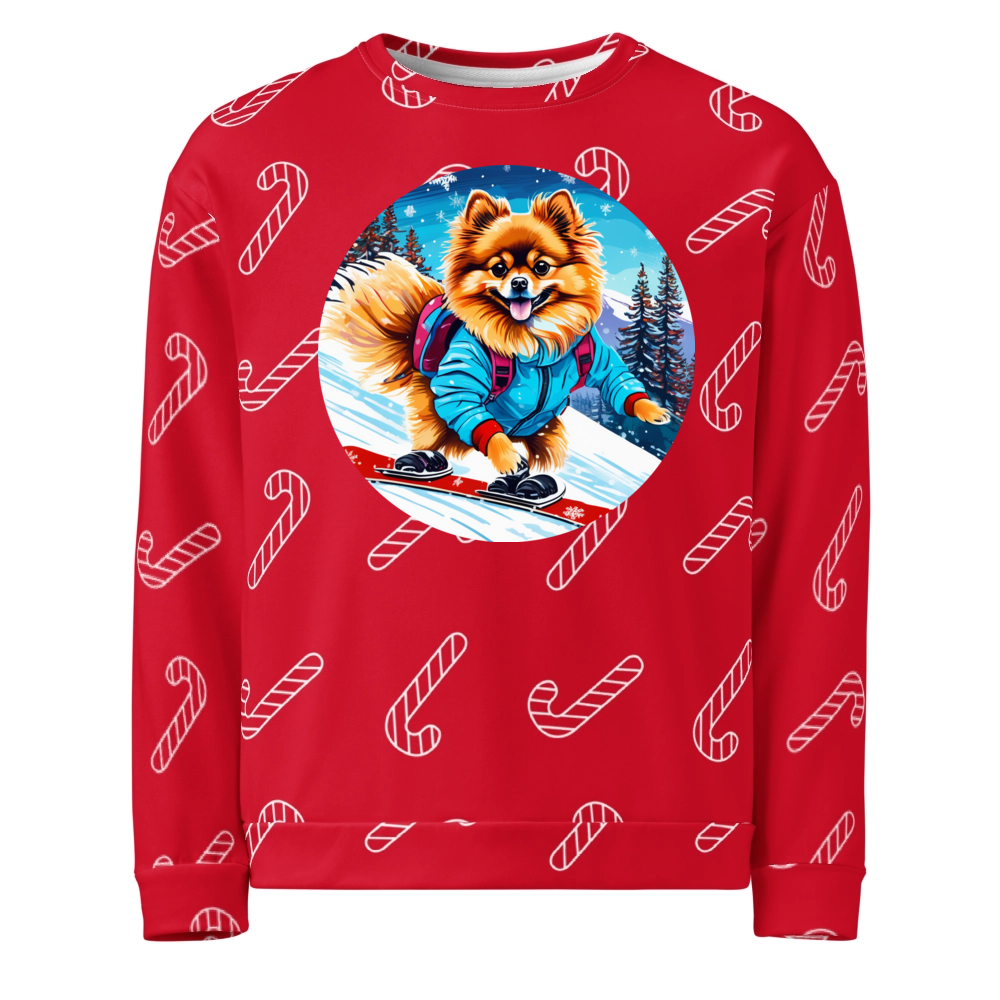 PugMug Custom Tan Pomeranian Ugly Christmas Sweatshirt