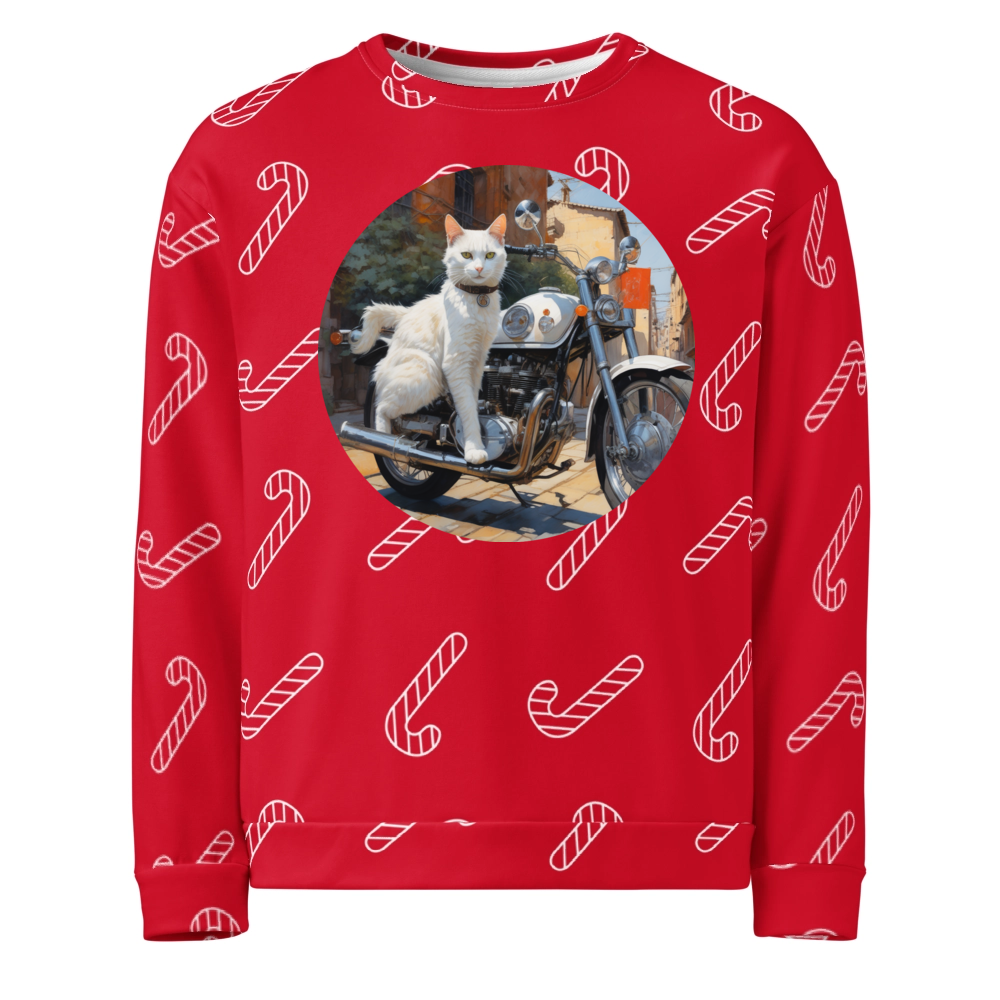 PugMug Custom White Companion Cat Ugly Christmas Sweatshirt