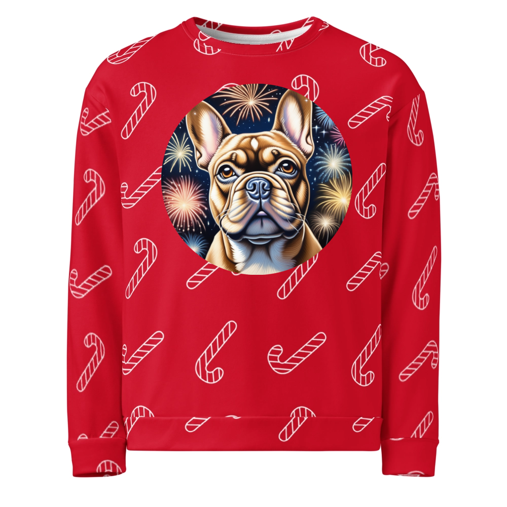 PugMug Custom Tan French Bulldog Ugly Christmas Sweatshirt