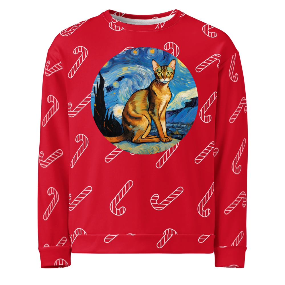 PugMug Custom Tabby Abyssinian Cat Ugly Christmas Sweatshirt