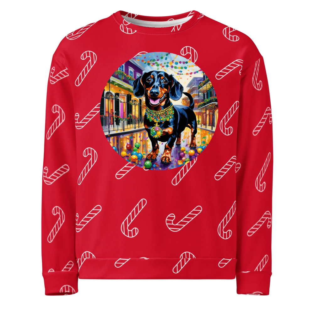 PugMug Custom Black Dachshund Ugly Christmas Sweatshirt