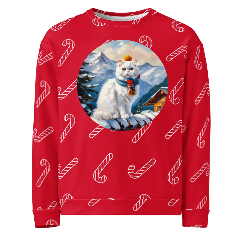 PugMug Custom White Persian Cat Ugly Christmas Sweatshirt