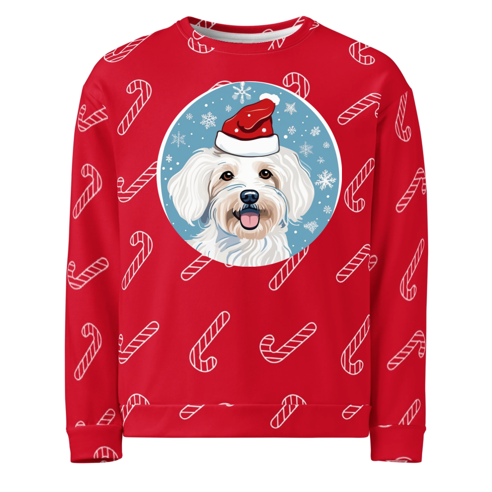 PugMug Custom White Havanese Dog Ugly Christmas Sweatshirt